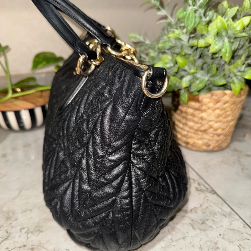 Coach Ally Satchel Quilted Black Leather Bag - Picture 3 of 11